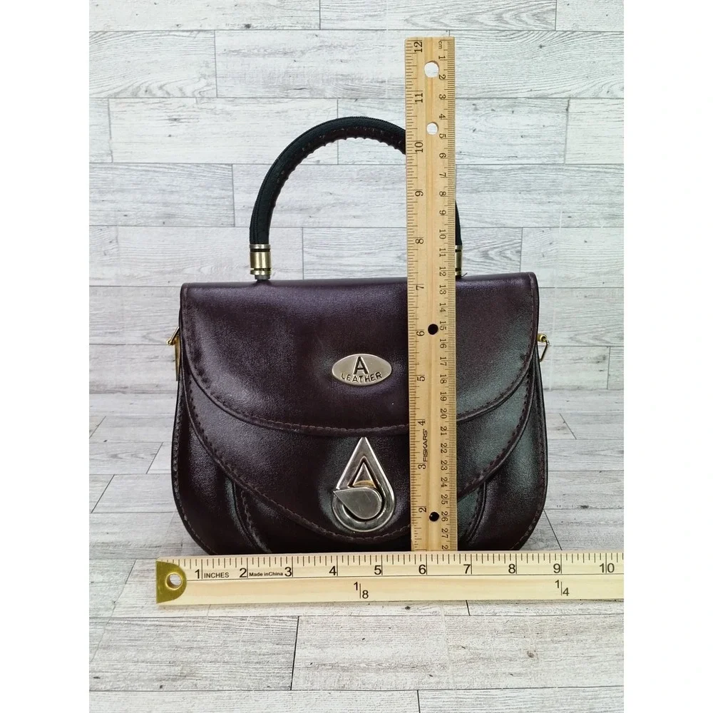Vintage A Leather Handbag Bag Purse Framed Purse Vintage Mahogany